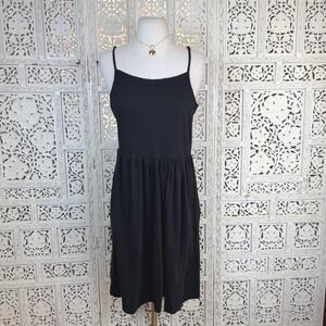 Bitte Kai Rand Black Organic Cotton Sleeveless Babydoll Dress Sz Large Minimal